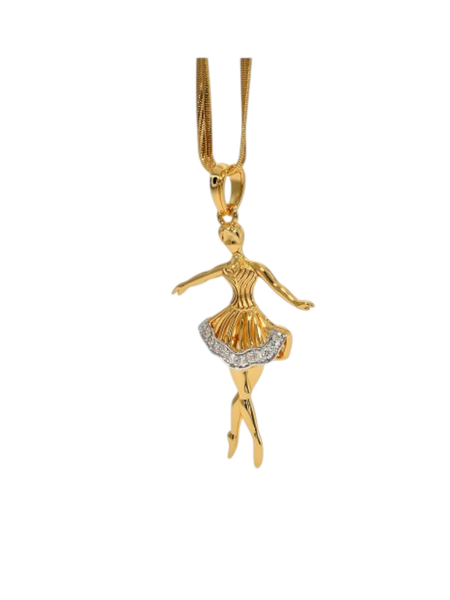 925 Sterling Silver Elegant Design CZ Stones Gold Plated Pendant With Chain For Women By Kesardeep
